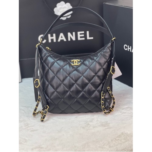 Chanel Mochila de piel de cordero AS3487 negro