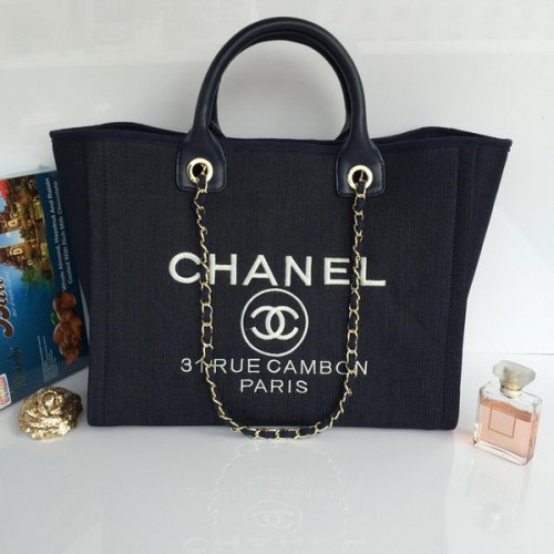 Bolso de compras grande de lona Chanel A68046 Royal
