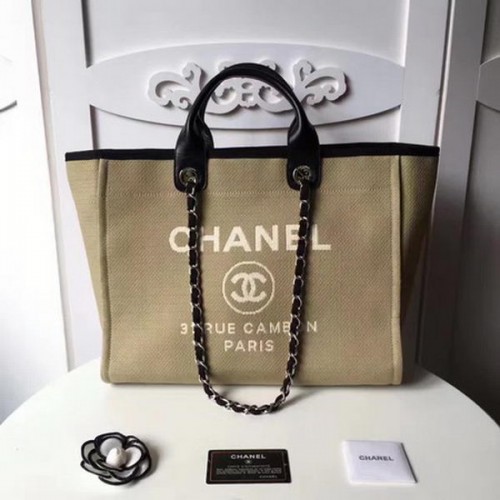 Bolso de compras grande de lona Chanel CHA1679 Albaricoque Bolso de compras grande de lona Chanel CHA1679 Albaricoque