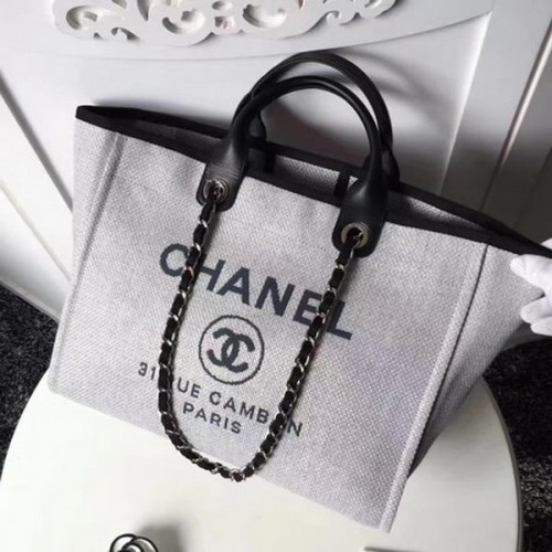 Bolso de compras grande de lona Chanel CHA1679 Gris