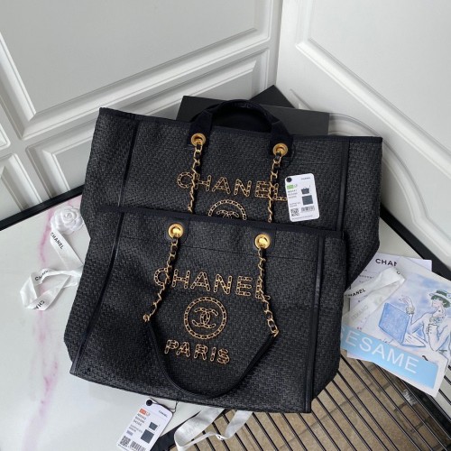Chanel Bolsa de la compra de tejido grande A66941 Negro
