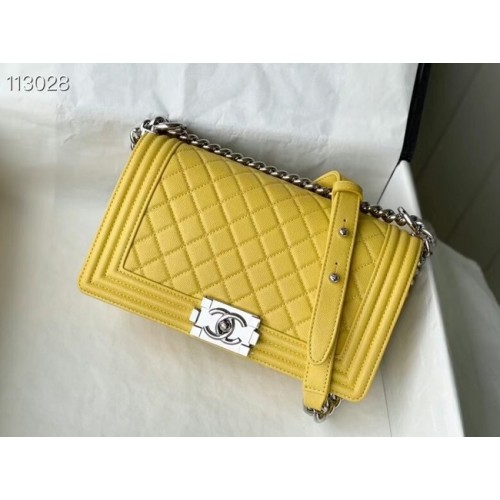Chanel Le Boy Flap Bolso de hombro Cuero original A67086 amarillo