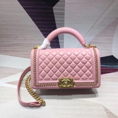 Chanel Leboy Original cuero Bandolera H67086 oro rosa -Tono Metal