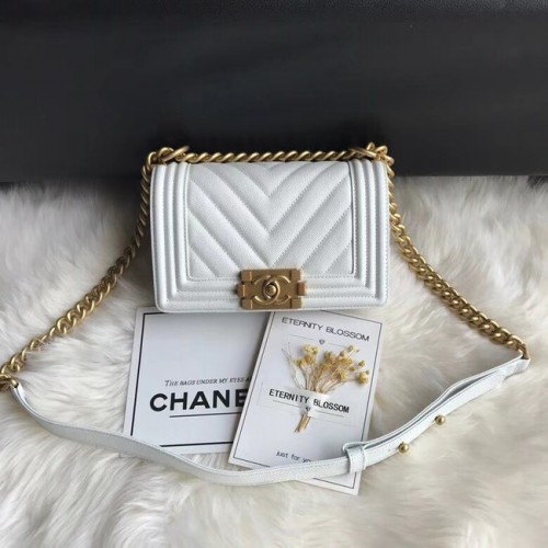 Chanel Leboy Original Caviar cuero Bandolera A67085 cadena de oro blanco