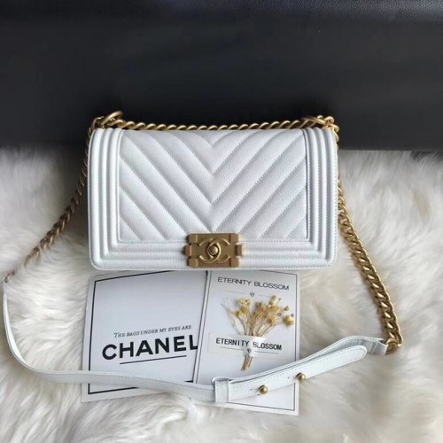 Chanel Leboy Original Caviar cuero Bandolera A67086 cadena de oro blanco