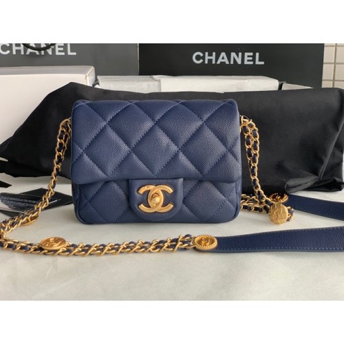Chanel BOLSO MINI SOLAPA AS3368 Azul Real