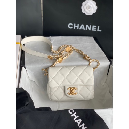 Chanel BOLSO MINI SOLAPA AS3368 blanco
