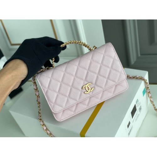 Chanel BOLSO MINI SOLAPA CLUTCH CON CADENA Metal dorado 22SS rosa