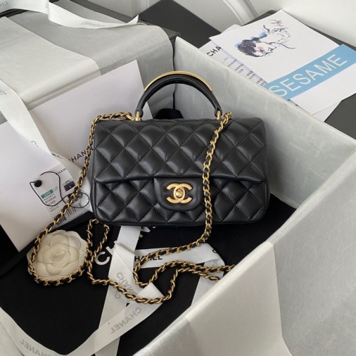 Chanel BOLSO MINI SOLAPA CON ASA SUPERIOR AS2431 negro