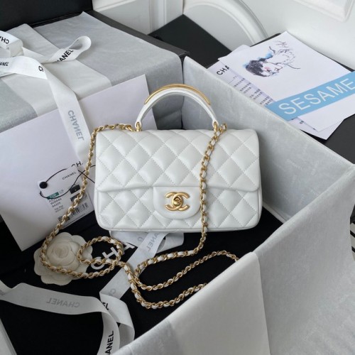 Chanel BOLSO MINI SOLAPA CON ASA SUPERIOR AS2431 blanco