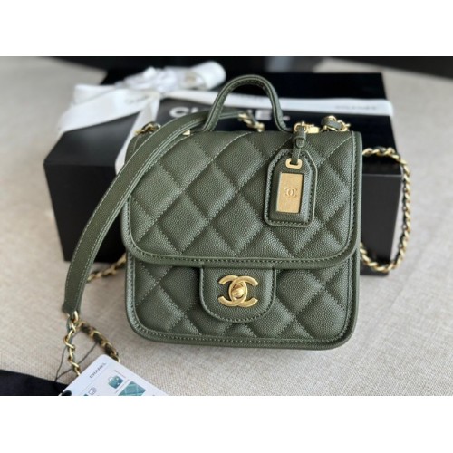 Chanel BOLSO MINI SOLAPA CON ASA SUPERIOR AS3652 verde negruzco
