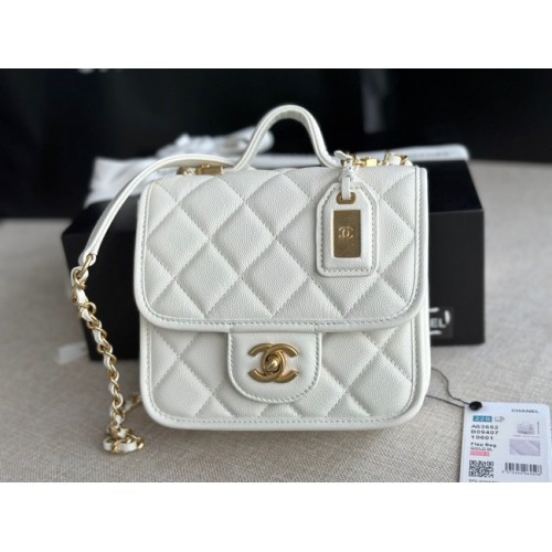 Chanel BOLSO MINI SOLAPA CON ASA SUPERIOR AS3652 blanco