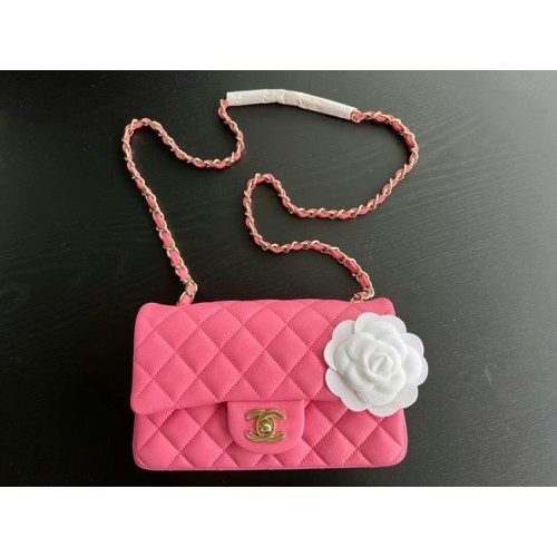 Chanel MINI Bolso con solapa Original Piel de oveja 1116 Ciruela