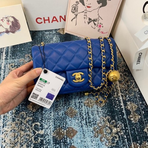 Chanel MINI Flap Bag Original Piel de Oveja 1116 azul