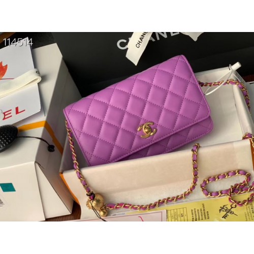 Chanel MINI Flap Bolso Original Piel de Oveja 33814 Lavanda