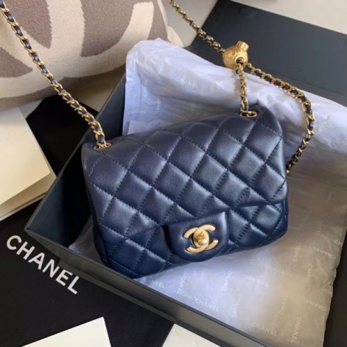 Bolso Chanel MINI Flap Original Piel De Oveja AS1786 Azul Marino