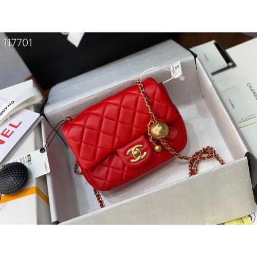 Bolso Chanel MINI Flap Original Piel De Oveja AS1786 Rojo