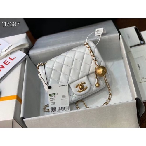 Bolso Chanel MINI Flap Original Piel De Oveja AS1786 Blanco