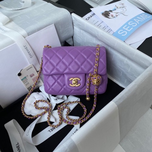 Chanel MINI Flap Bag Original Piel de Oveja AS1786 violeta