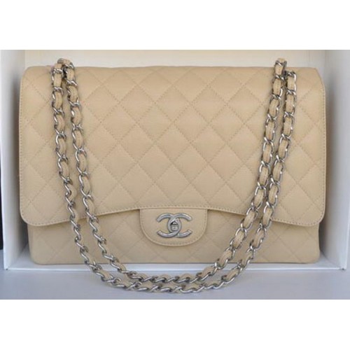 Chanel Maxi Classic Bag A36098 Albaricoque Patrón Cannage Plata