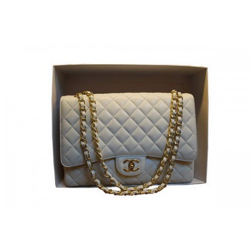 Bolso Chanel Maxi Double Flaps A36098 Blanco Original Caviar Leather Gold