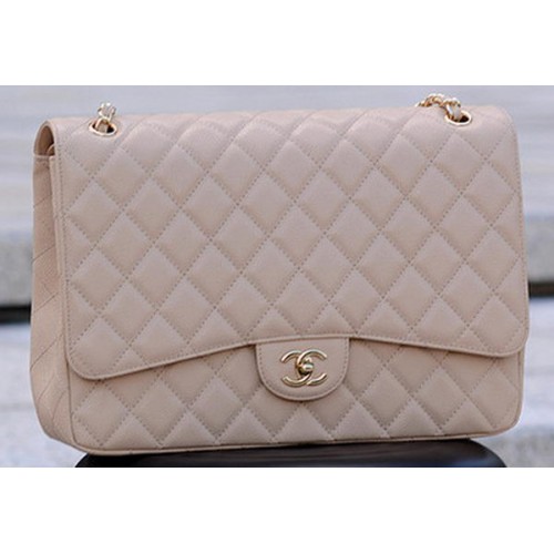 Chanel Maxi Quilted Classic Flap Bag Apricot Cannage Pattern A58601 Oro