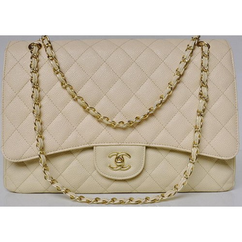 Chanel Maxi Quilted Classic Flap Bag Apricot Cannage Patterns A58601 Oro