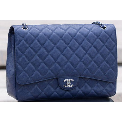 Chanel Maxi Quilted Classic Flap Bag Patrón Royal Cannage A58601 Plata