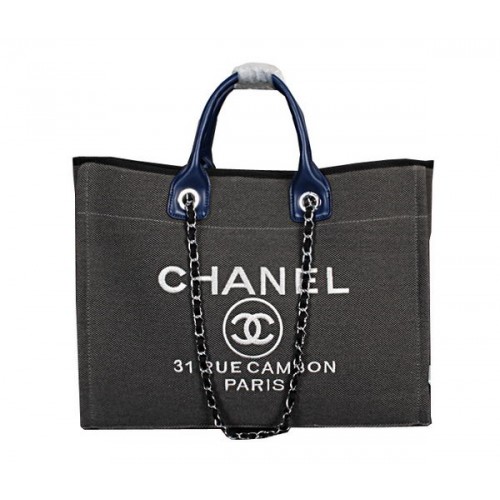 Bolso Shopping Chanel Mediano Lona A67012 Gris