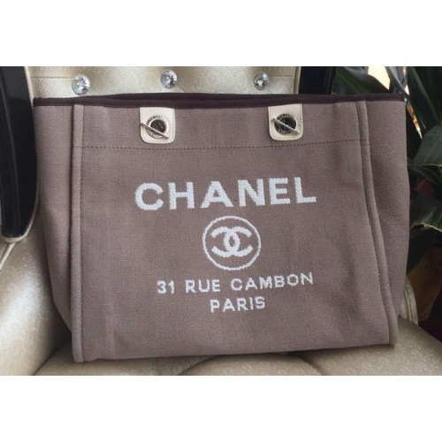 Bolso de compras mediano de lona Chanel A1679M Gris