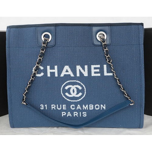 Bolso de compras Chanel Medium Canvas Tote A67001 Azul