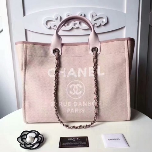 Bolso de compras de cuero de lona original mediano de Chanel 66941G