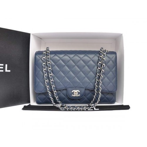 Chanel Original Caviar Leather Jumbo Flap Bag A47600 Azul