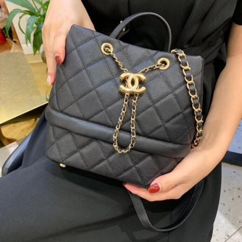 Chanel Original Caviar Leather Sac Hobo Bag AS0894 negro