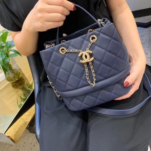 Chanel Original Caviar Leather Sac Hobo Bag AS0894 azul