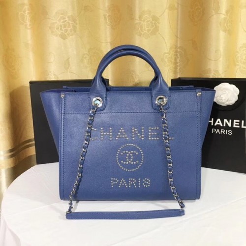 Bolso de compras Chanel Original Caviar Leather Tote 92565 azul