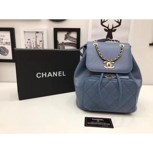 Mochila de Cuero Original Chanel CHA2590 Azul