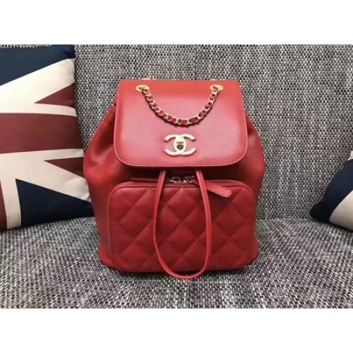 Mochila de Cuero Original Chanel CHA2590 Rojo