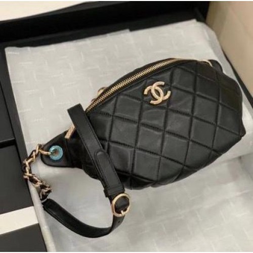 Riñonera Chanel Original en Piel C5398 Negro