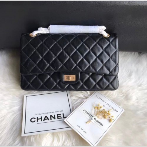 Bolso Chanel Original de Cuero Negro CC7867 Dorado