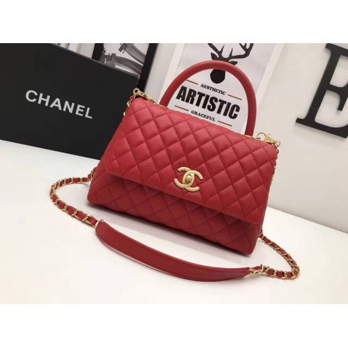 Bolso tote de cuero original de Chanel 95478 rojo