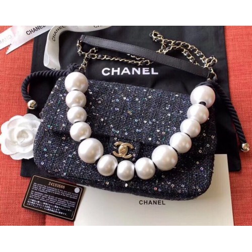 Chanel Original Pearl Bolso con correa para el hombro A1112 Negro