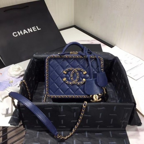 Neceser Chanel Original Small Sheepskin AS1785 AZUL MARINO