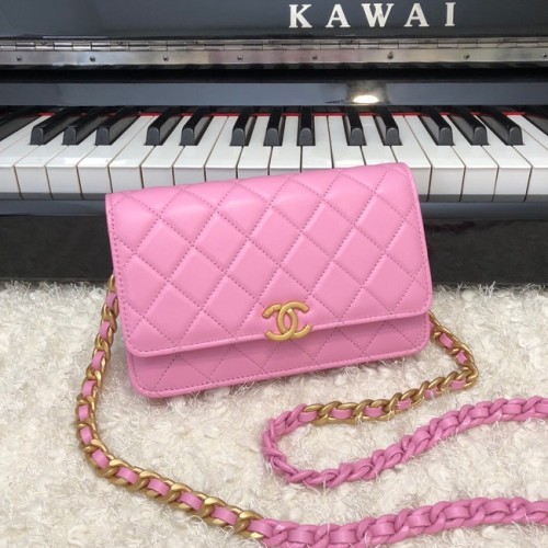 Chanel Original Pequeño bolso clásico con solapa de piel de oveja AP33814 rosa