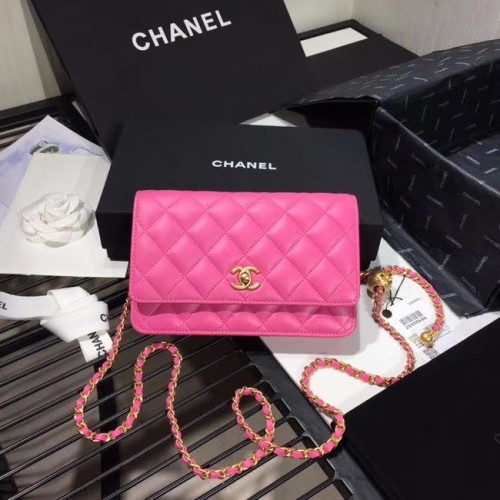 Chanel Original Pequeño bolso clásico con solapa de piel de oveja AS33814 rosa