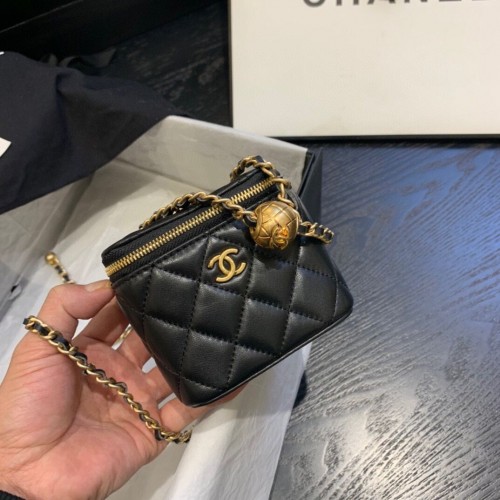 Chanel Original Pequeño bolso clásico con caja de cadena AP1447 negro