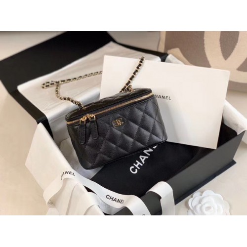 Chanel Original Pequeño bolso clásico con caja de cadena AP1447 negro