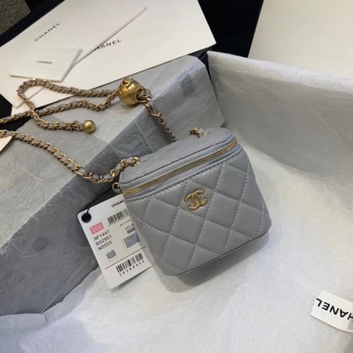 Chanel Original Bolso pequeño clásico con caja de cadena AP1447 gris claro
