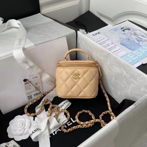 Chanel Original Pequeño bolso clásico con caja de cadena AP2198 Albaricoque