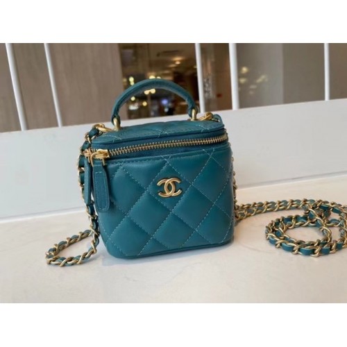 Bolso Chanel Original Small classic con caja de cadena AP2198 azul